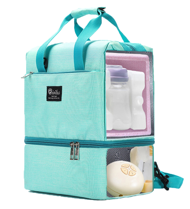 Mochila aislante para comida de bebé, bolsas térmicas calientes para botella de leche infantil de gran capacidad, Color sólido, a la , MBG0458