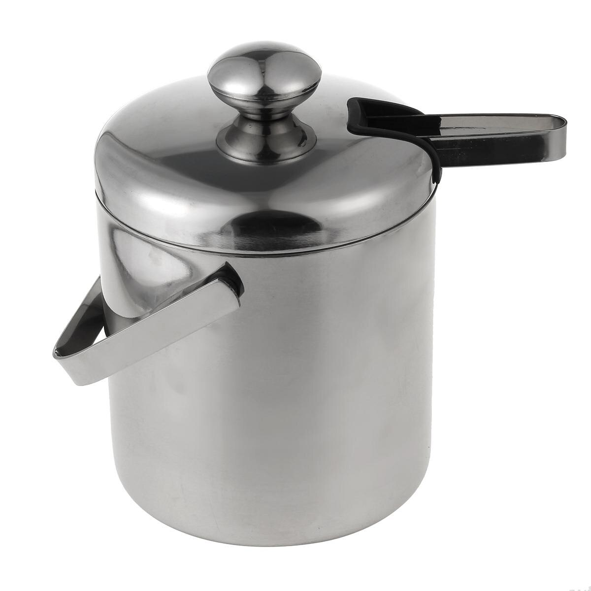 1,3 L Edelstahl Eis Würfel Container Doppelwandige Eis Behälter Eimer Mit Eis Zange Clip Deckel für Lagerung Und Bar Kühler