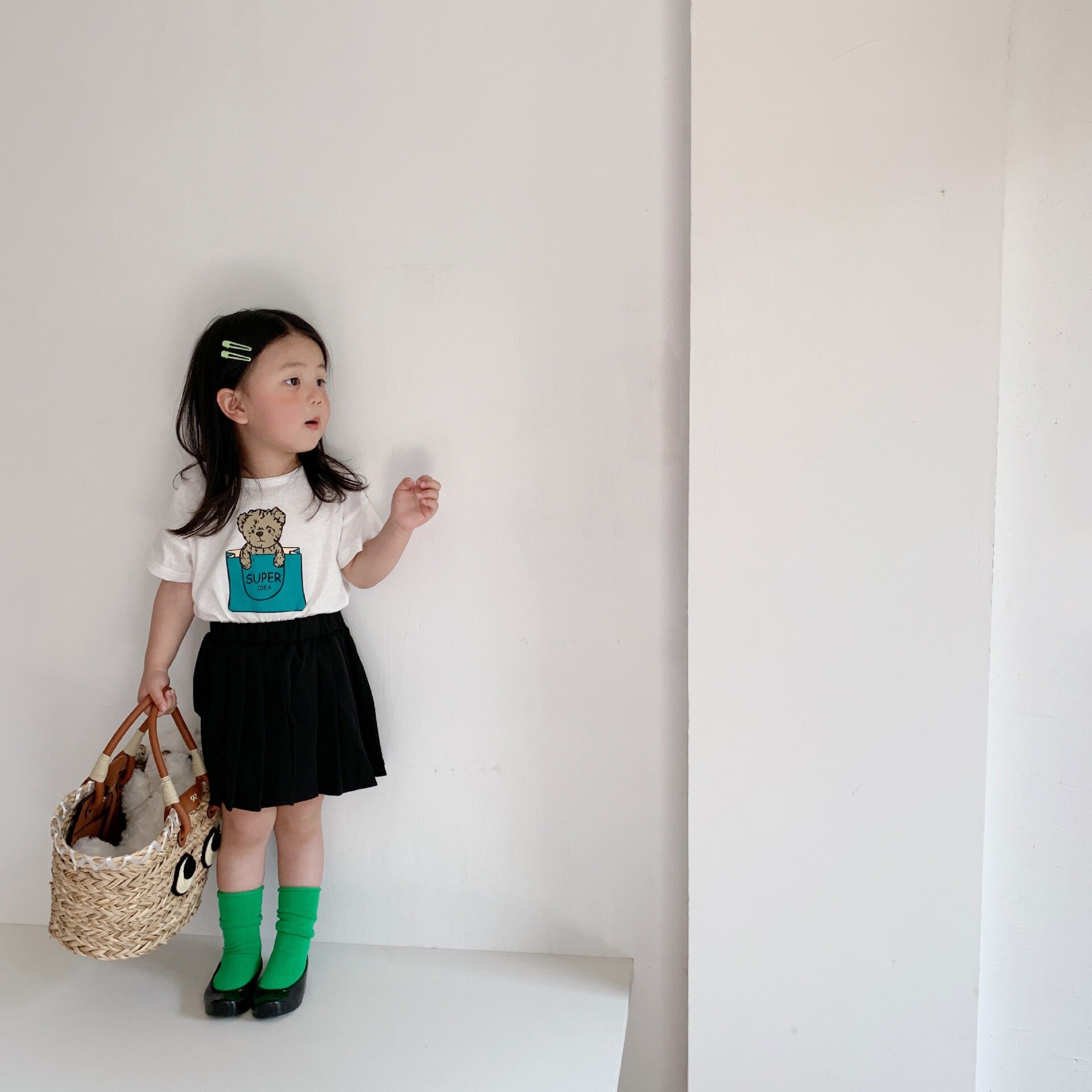 Gonna a pieghe dolce Jk per abbigliamento per bambini gonne in cotone tinta unita stile College Campus per bambini