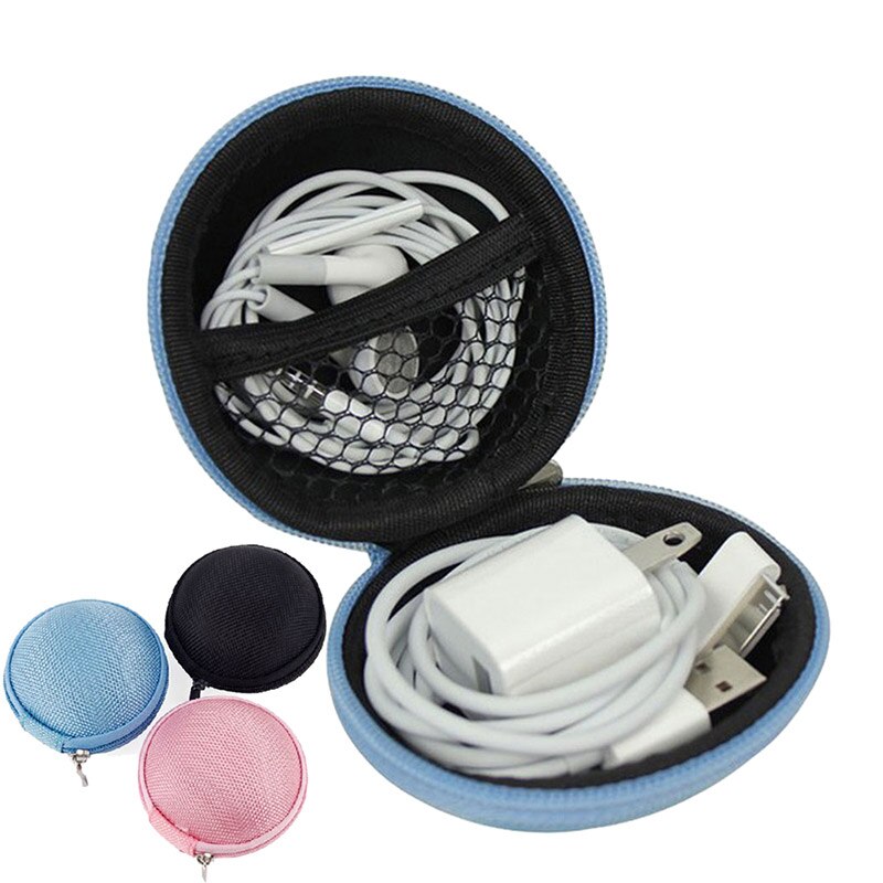 Portable Headphones Cases Mini Zippered Storage Hard Cover Bags Box for Earphone SD Cards Protective USB Cable Organizer Cases