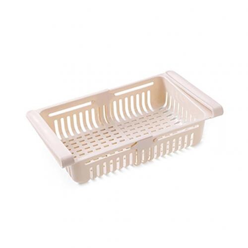 Household Pull-out Refrigerator Storage Box Holder Food Organizer Drawer Shelf: Khaki