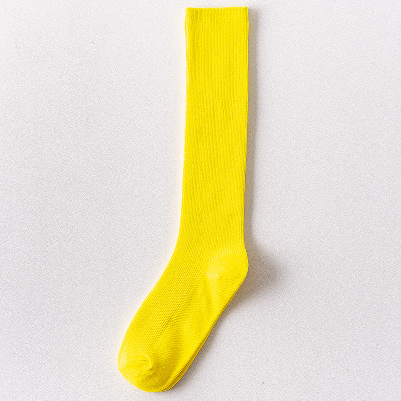 Calze da donna Calzini lunghi semplici in stile giapponese di nuova moda per le donne Calzini alti al ginocchio traspiranti di alta qualità Lady: YELLOW