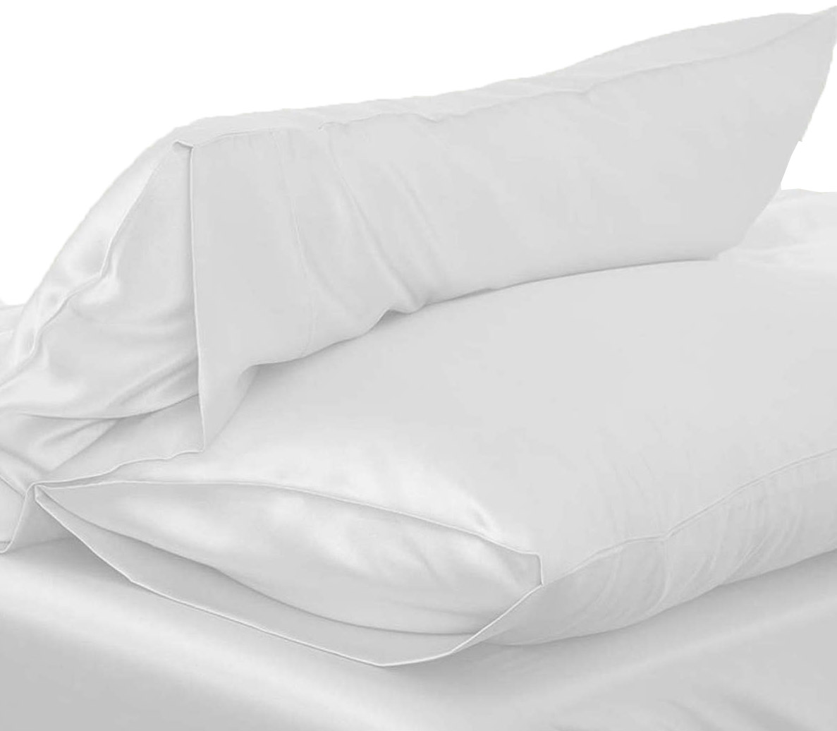 1pc 51*76cm luksus silkeagtigt satin pudebetræk pudebetræk ensfarvet standard pudebetræk baby sengetøj: Hvid