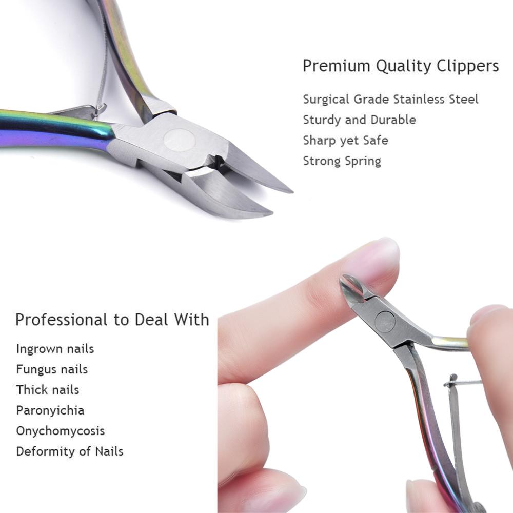 Biutee oro Tijeras para uñas de acero inoxidable de la cutícula pinzas tijeras de manicura pedicura uñas kits de herramientas de doble tenedor muerto herramientas de uñas