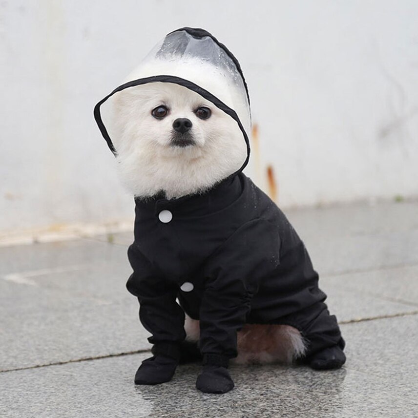 Chubasquero impermeable para perro, mono de cuatro patas, todo incluido, abrigo de lluvia con capucha para perros pequeños y medianos, ropa para perros, disfraz