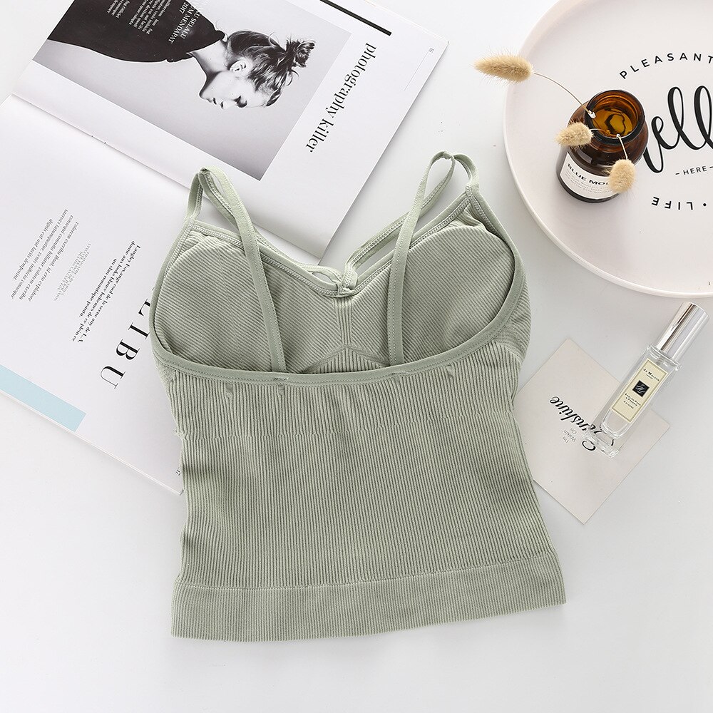 Women Sports Bra Padded Tops Solid Fitness Running Cropped Top Women Sportswear Gym Tank Tops Athletic Push Up Bras