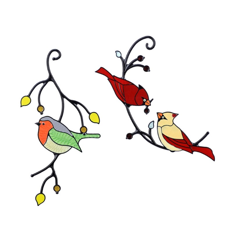 Stained Glass Window Hangings Two Birds in Stained Glass Window Panel Art Stained Glass Panels Hanging Suncacthers