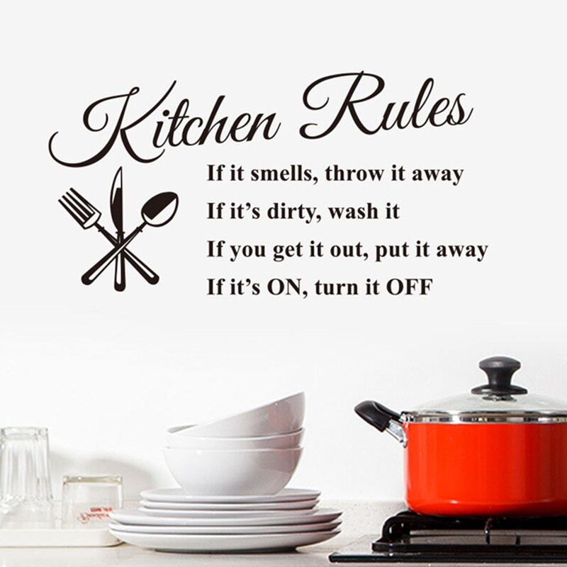DIY Removable Kitchen Rule Words Wall Stickers Decals Home Decor Vinyl Art Mural Wallpapers Modern Simple Decoration Accessories
