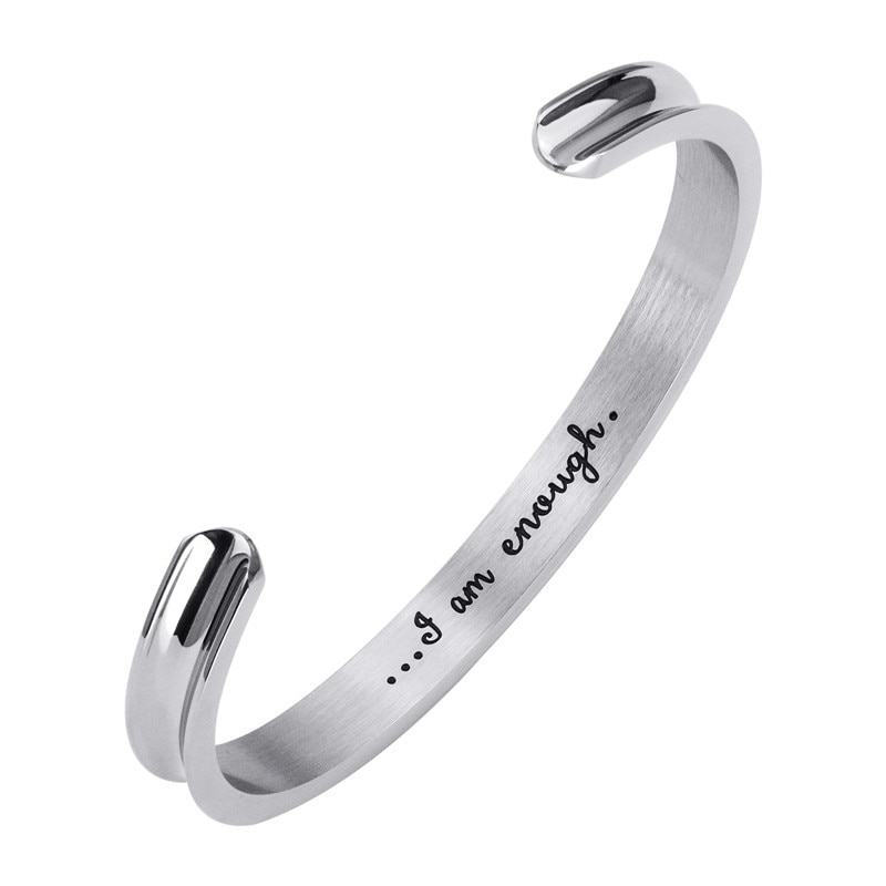 Stainless Steel Bracelet Bangles for Women I am enough Bracelet Friendship Cuff Bracelets Inspirational Jewelry pulseras