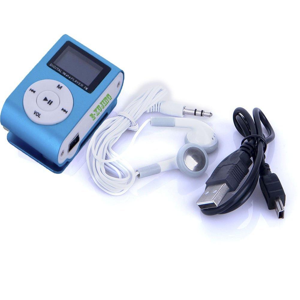 Mini Würfel Clip-typ Mp3 Spieler Anzeige Wiederaufladbare Tragbare Musik Lautsprecher mit Kopfhörer Usb-kabel