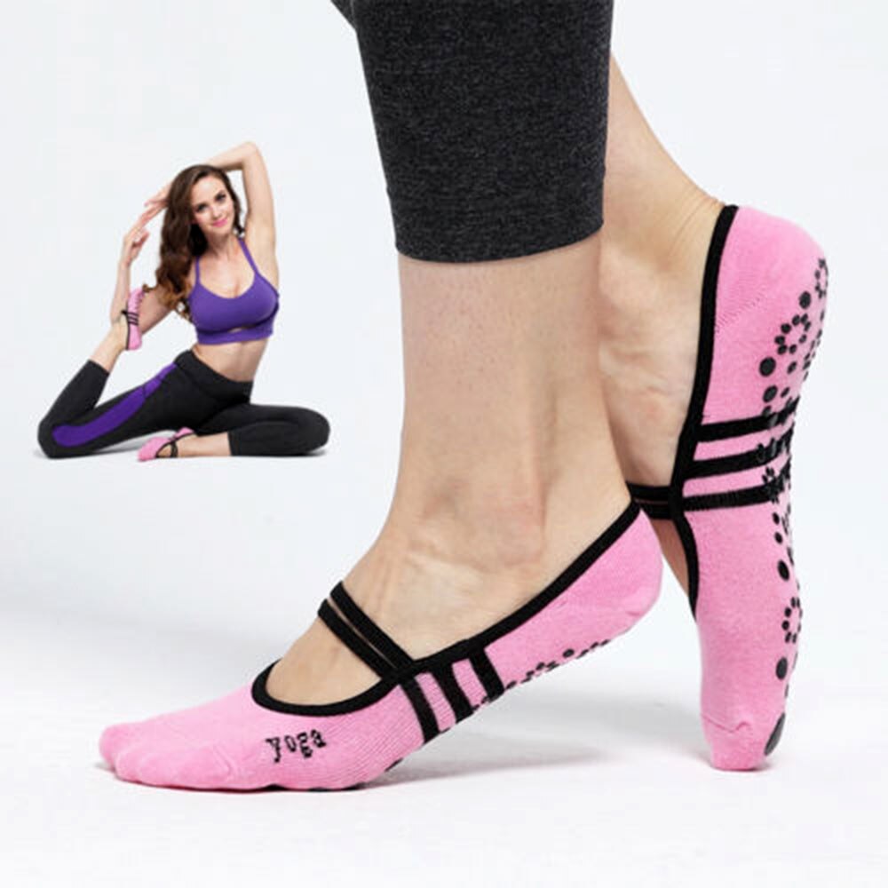 Ademende Anti-wrijving Vrouwen Yoga Sokken Siliconen Antislip Pilates Barre Ademende Sport Dans Sokken Slippers Met Grips