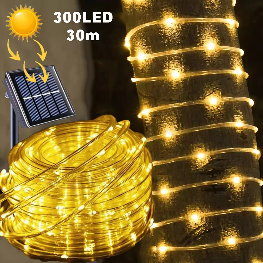 Tubo de luz solar de pvc, tubo macio ao ar livre, à prova d'água, fio de cobre, pátio, decoração de jardim, atmosfera, luz piscante