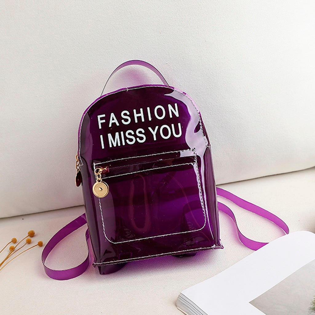 Molave backpack Women Students Beach Solid Color Letter print Transparent Bag Backpack Shoulder Bag shopping bag