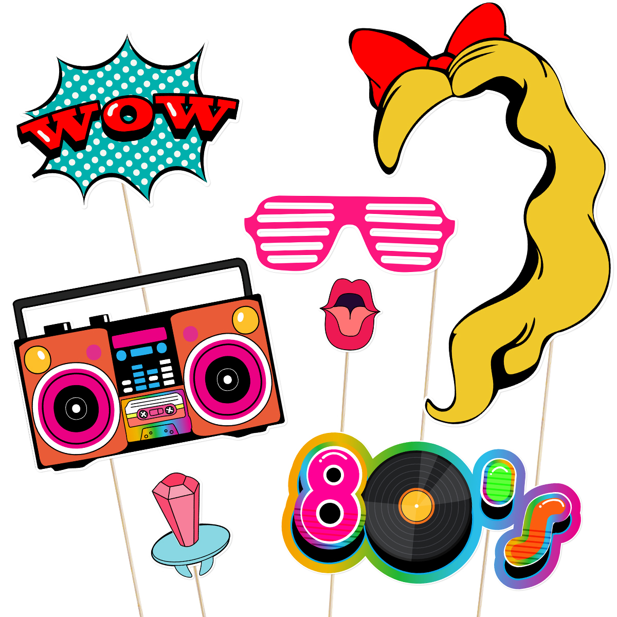 21 unids/pack 80s Cosplay accesorios para fotomatón divertido Vintage suministros de favores accesorios decoración decoración de cumpleaños