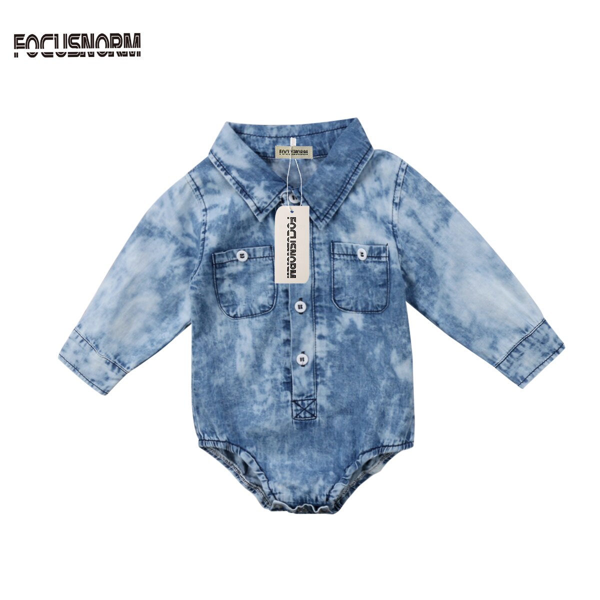Newborn Infant Kids Baby Boy Girl Denim Romper Jumpsuit Clothes Outfit Long Sleeve Romper 0-24 Months