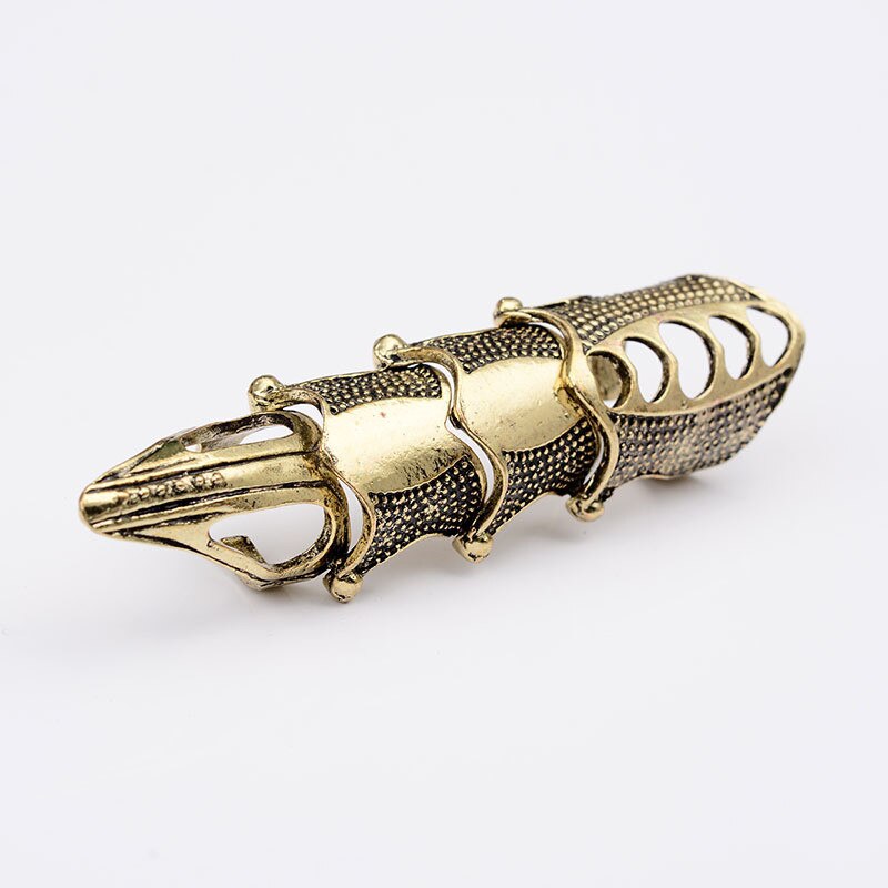 Finger Ornament Movable Gothic Punk Rock Metal Joint Armor Ring For Men Women Exaggerated Long Knuckle Full Finger Claw Ring: Bronze