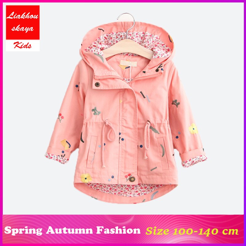 Liakhouskaya meisjes trenchcoats, dubbelrijs jassen voor meisjes, kleding voor de lente, kinderwindjacks en bovenkleding 4-12t: Roze / 4