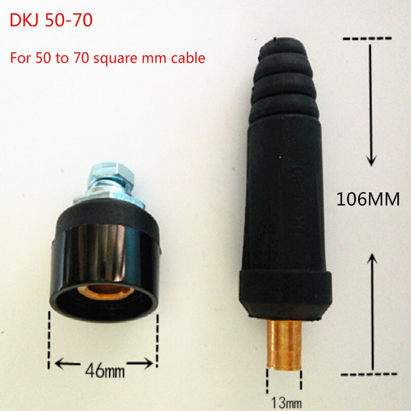 Europa Inverter Lasmachine Quick Fitting Kabel Plug Dkj 10-25 35-50 50-70 Inverter Lasser quick Connector Rood Zwart: 50-70 black