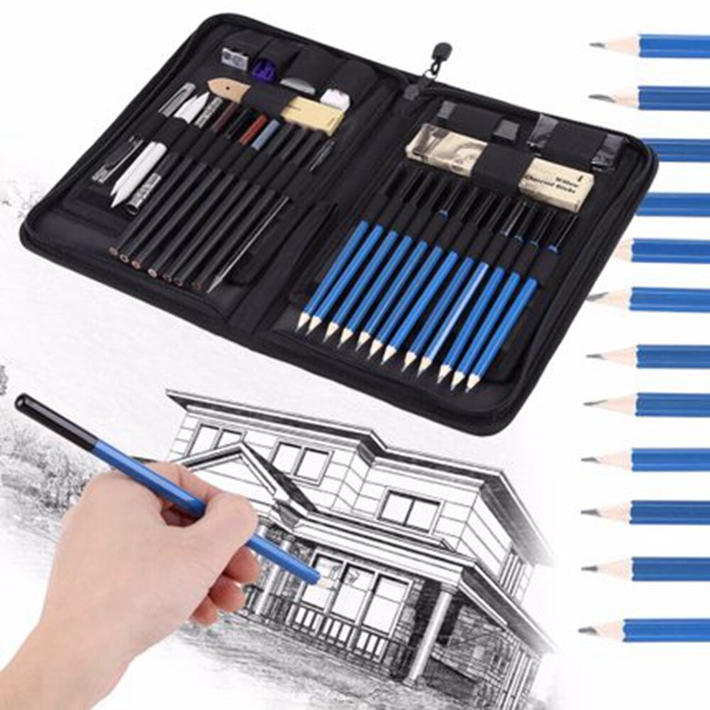 40pcs Non-Slip For Kids Sketching Pencils Set Home With Zipper Bag Drawing Art Supplies Beginner Stationery