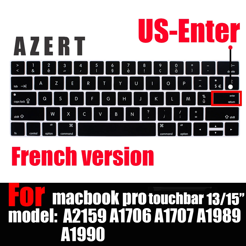 Pokrowiec na klawiaturę MacBook Pro z paskiem dotykowym 13 i 15 2016-2019 Model: A2159, A1989, A1990, A1706, A1707), silikonowy ochraniacz skóry: YELLOW