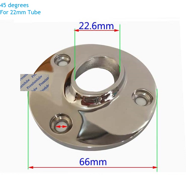 316 Edelstahl Deck Handlauf Armaturen Anschluss Runde Basis Flansch 22mm 25mm 32mm Rohr Yacht Stiefel Schiff Marine Hardware-: 45Grad kurz 22mm