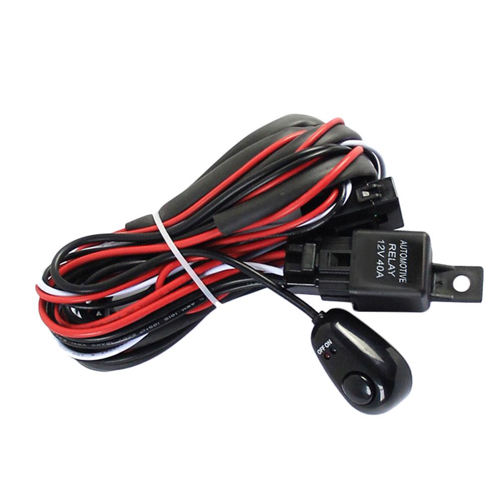Universal 12V 40A Car Fog Light Wiring Harness Kit Loom For LED Work Driving Light Bar With Fuse And Relay Switch