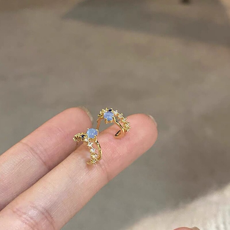 exquisit Gold Opal Kreis Ohrringe Für Frauen AAA Zirkon Glänzenden Strass Blätter Schmetterling Platz Ohrring Hochzeit Schmuck