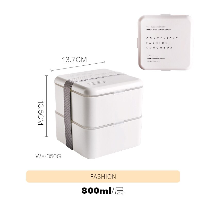 800ml japansk mikrobølgeovn madpakke bærbar børne plastik bento box 2 lag mikroovn spisestel mad opbevaringsbeholder madpakke: 3