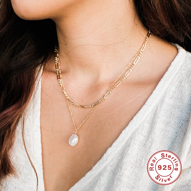 ROXI Classic Chain Clavicle Necklaces for Women Choker Gold/Silver Necklace Fine Jewellery Chains Sterling Silver 925 Collares