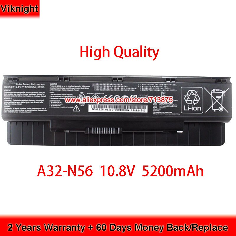 A32-N56 Laptop Batterij Voor Asus N56L82H N56VJ-DH71 N46 N46V N56 N56D N76 N76V 10.8V 5200Mah