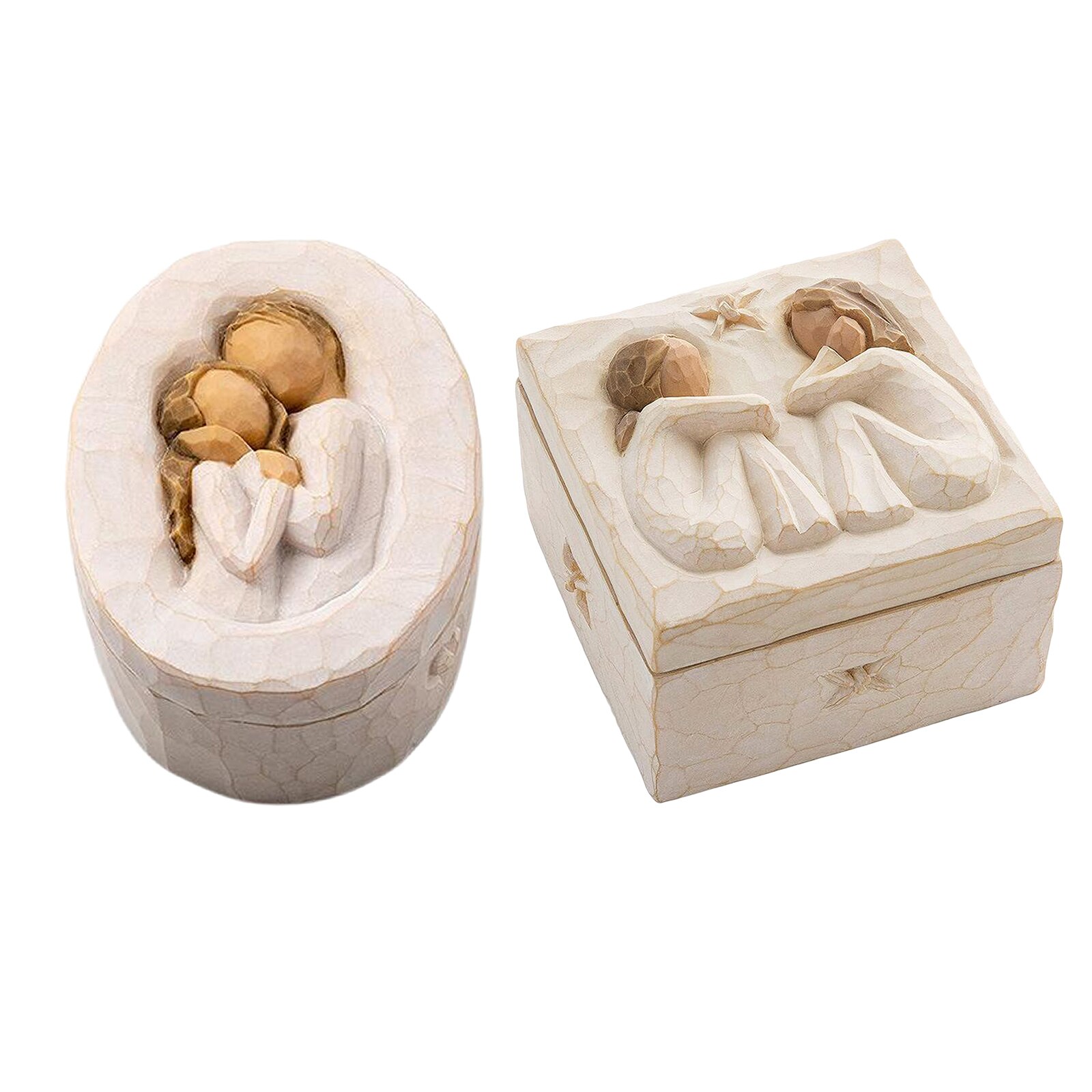 Beautiful Resin Sculpted Hand-Painted Keepsake Box Decorative Box for Jewelry,Keys,Notes,Change