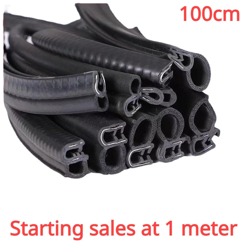 Bandes d'étanchéité en caoutchouc noires pour porte de voiture, 100cm, autocollants de scellage Double couche pour porte de coffre, isolation phonique, bande d'étanchéité intérieure