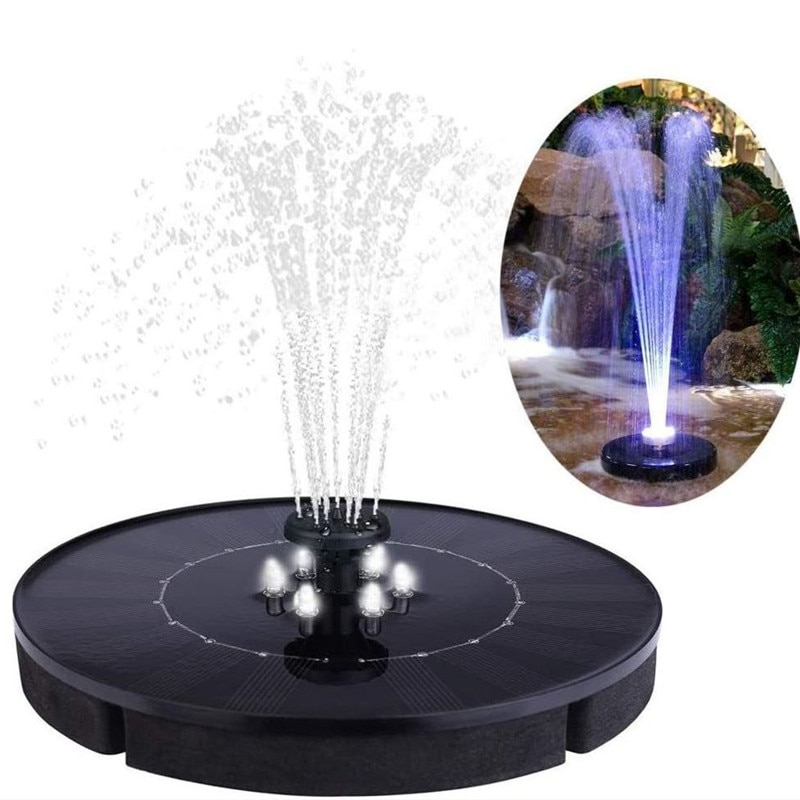 Solar springvand led sol vand springvand med led lys til udendørs landskab haveindretning flydende pool springvand solpumpe
