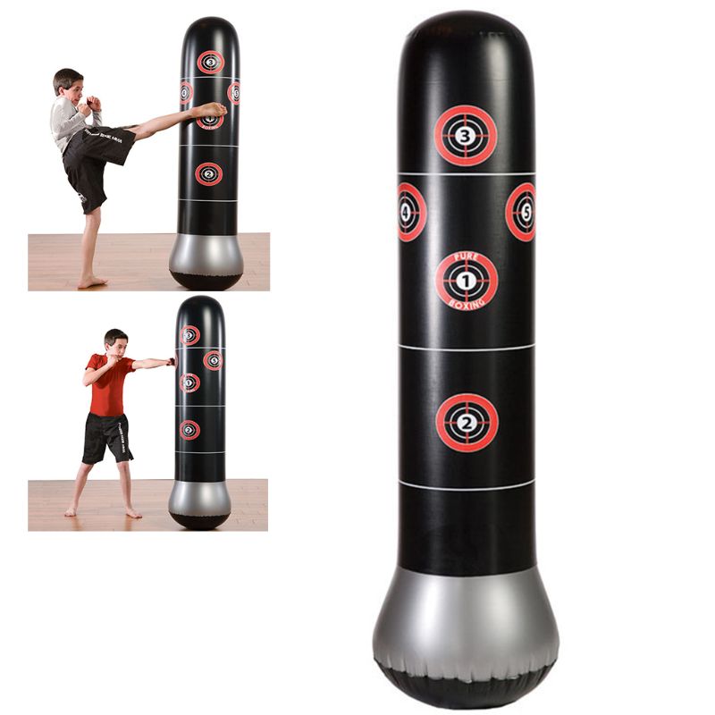 Fitness Adult Children Inflatable Vertical Boxing Column Tumbler Inflatable Sandbag Decompression Toy Thicken 1.5 Meters High