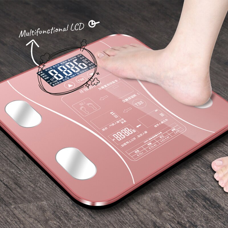 Electronic Scale Bluetooth Smart Weight Scale Human Health Analyzer High Strength Tempered Glass Kitchen Scale Bathroom Scale