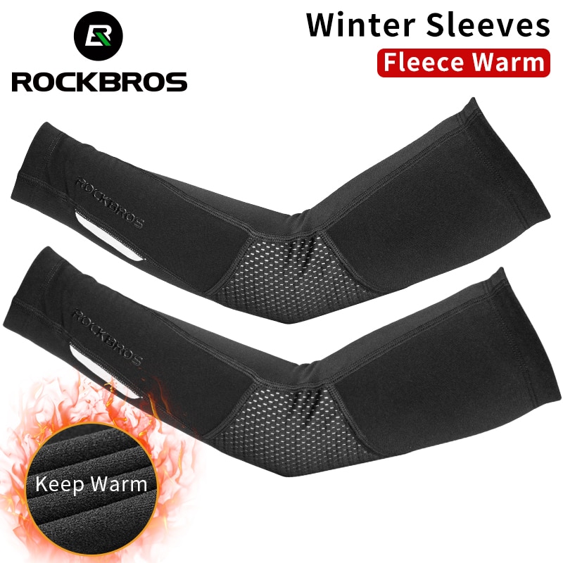 ROCKBROS-Manguitos de Polar cálidos para correr y ciclismo, para invierno, transpirables, coderas deportivos para ejercicio, calentadores de basquetbol