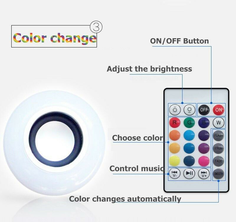 12w e27 ledde rgb trådlös bluetooth musik spela högtalare lampa lampa rgb lampa ljus