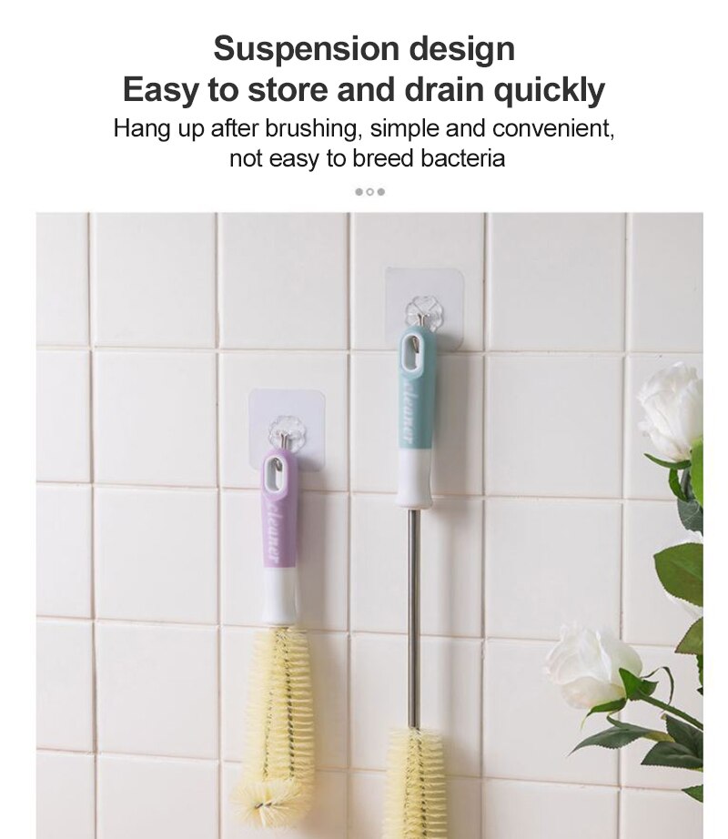 Glass Cleaning Brush Long Handle L-shaped Cup Brush Wineglass Bottle Coffe Tea Glass Cup Cleaning Brush Kitchen Cleaning Tool