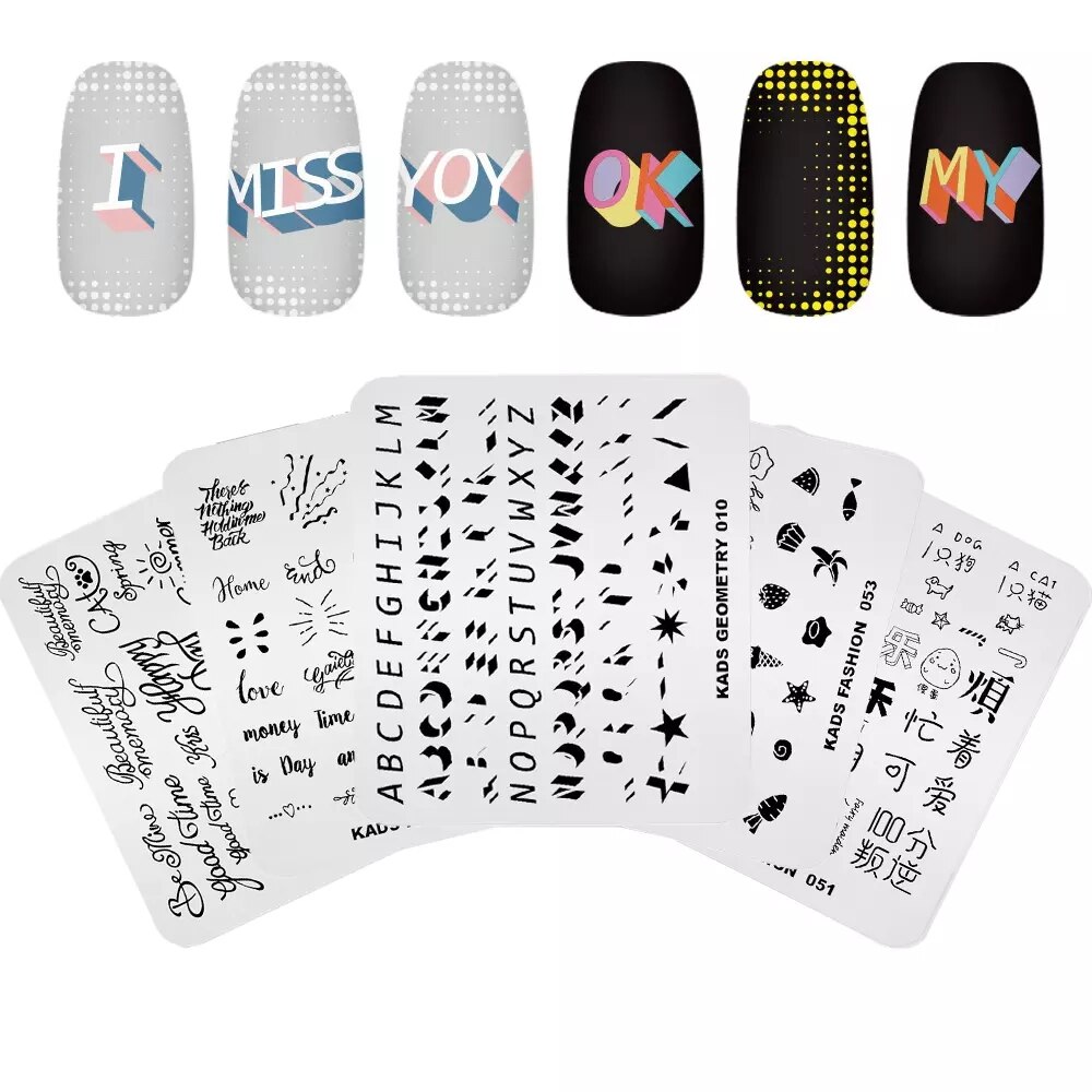Nail Art Stamp Template Words Letter Small Patterns Nail Stamping Plate DIY Image Printing Plate Stainless Steel Stencils