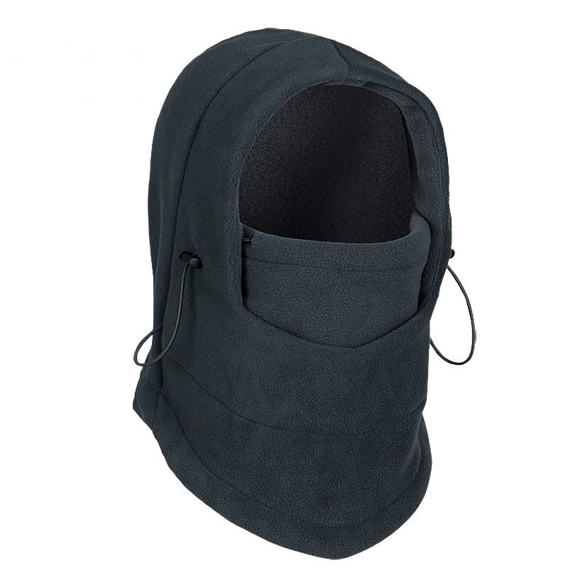 Invierno Polar térmico abrigado pasamontañas Snood deportes al aire libre senderismo ciclismo motocicleta bufanda para esquí gorro, máscara de cara completa Caps calentador de cuello: Black