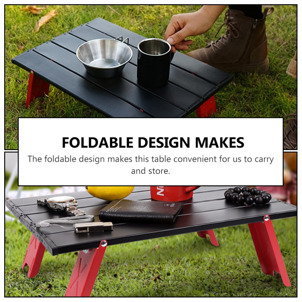 Collapsible Foldable Picnic Table Portable Camping Table Lightweight Table (Red)