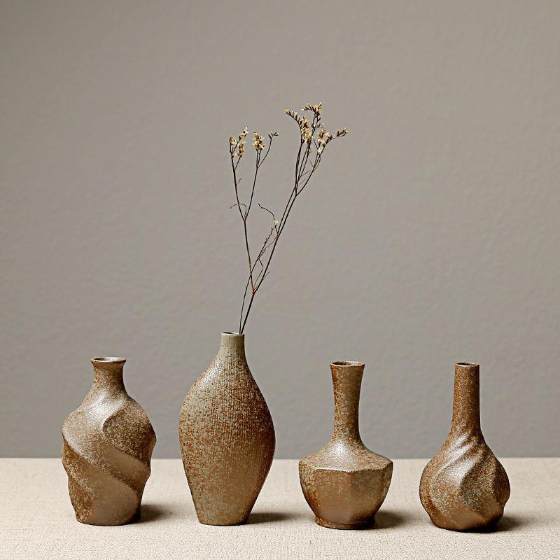 Europese Stijl Steengoed Bloem Keramische Vaas Chinese En Japanse Keramische Kleine Vaas Retro Bloem Aardewerk Ornamenten