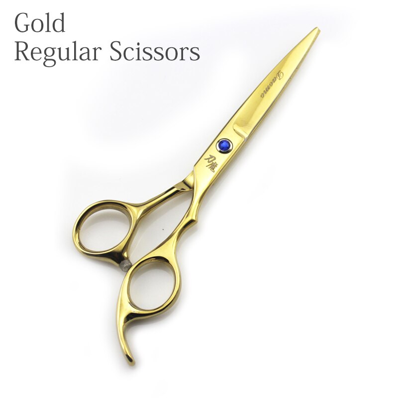 Tijeras de corte para peluquero, tijeras de corte y adelgazamiento de 6 pulgadas (tijeras normales/Tijeras de adelgazamiento): Gold Regular