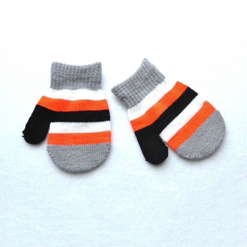 Novo Inverno Luvas de Malha Luvas Do Bebê Da Menina do Menino Bonito Doce Cor Rainbow Crianças Quentes Luvas Meninos Meninas: light gray