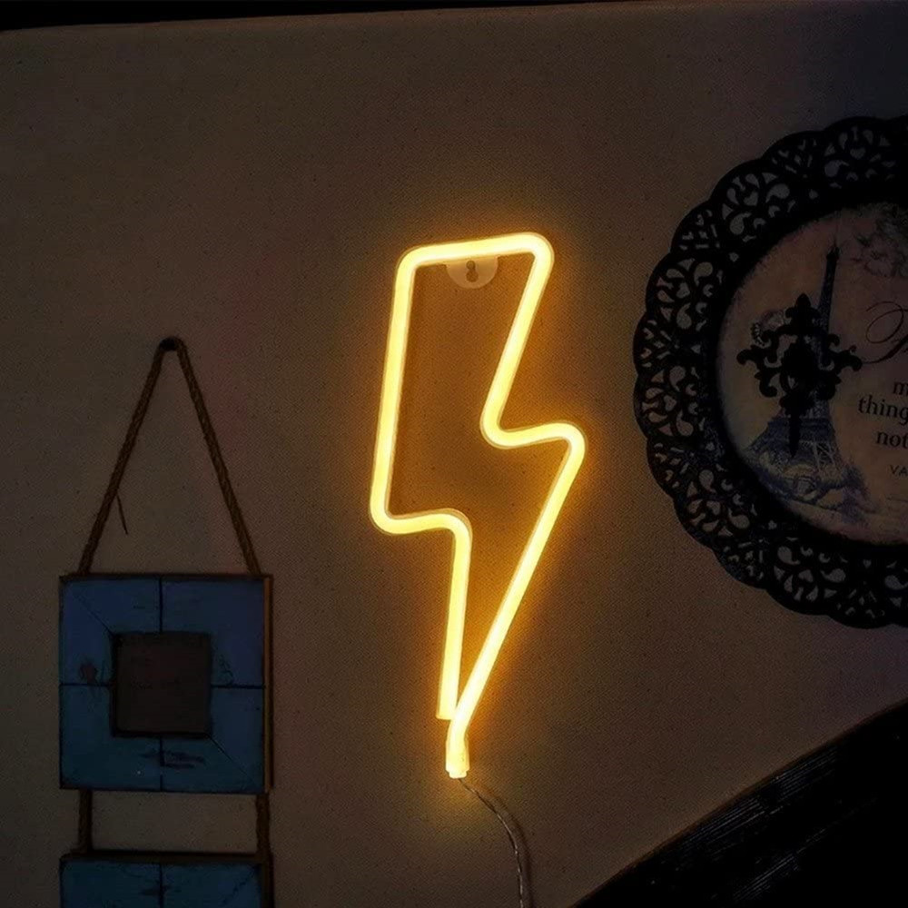 Neonlys lightning led neon vegglys batteri og usb drevet lyn neon lys til hjemmet barnerom bar fest bryllup