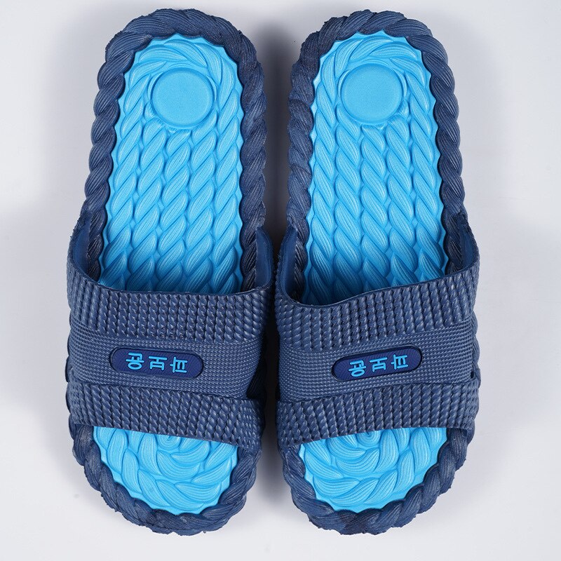 Zomer Mannen Slippers Zachte Zool Slippers Platte Slides Schoenen Voor Vrouwen Lichtgewicht Sliders Antislip Badkamer Sandalen schoenen: Blauw / 40-41