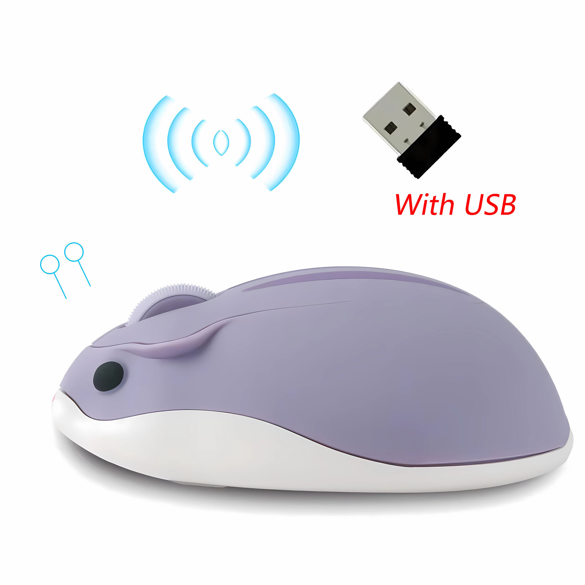 Nette Karikatur Bluetooth + 2,4G Hamster Maus Ergonomische 3D Optische Kreative freundlicher Sekretariat Heimat Computer Mäbenutzen für PC Laptop: Schwarz