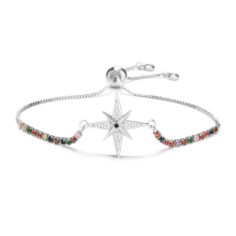 Witte & Zwarte Cz Stenen Starburst Bedelarmband Vrouwen Meisje Zirkonia Kristal Rood Koord Achtpuntige Ster Lichte Sieraden Cadeau: Kobalt Violet