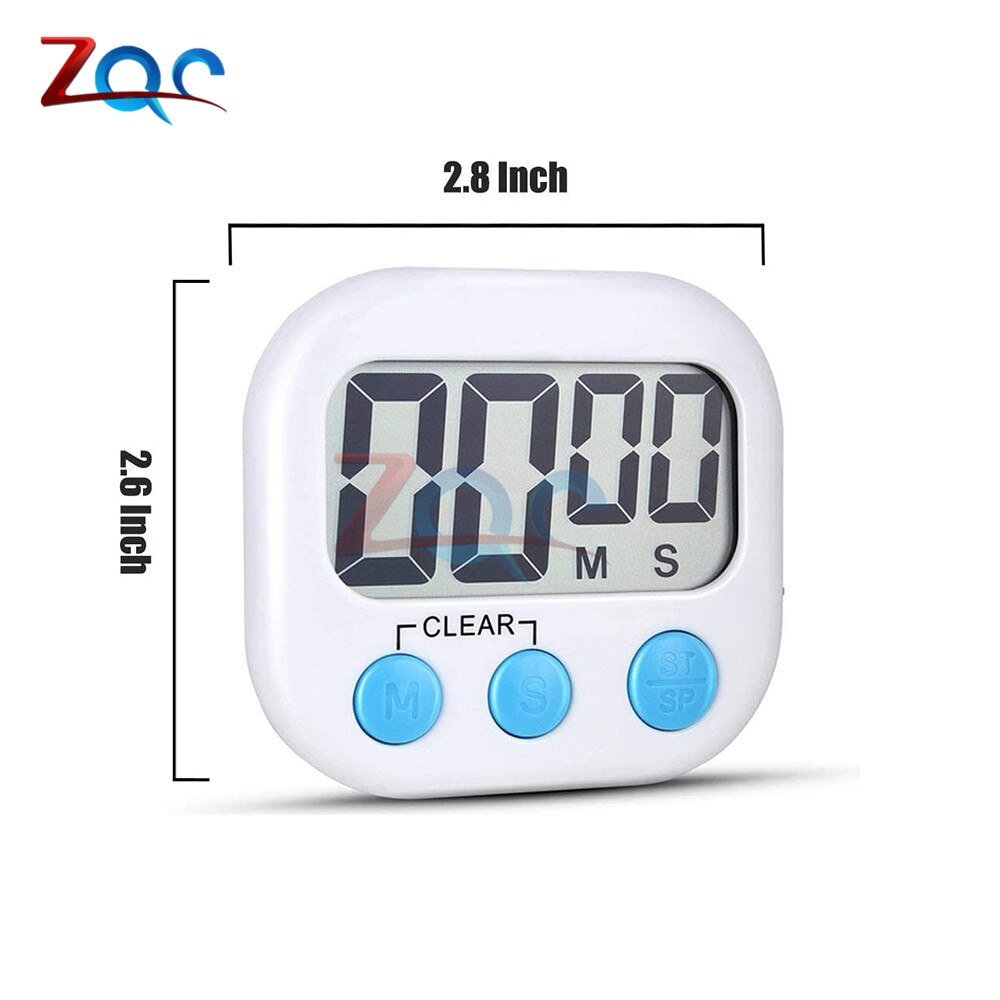 LCD Digital Timers Kitchen Timer Cooking Timer Count Up Down Alarm Clock 24 Hours with Stand White Blue Green Pink