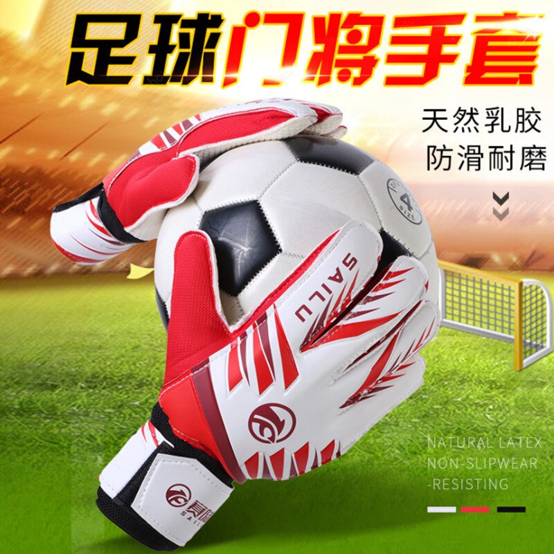 Teenager Goalkeeper Double Layer Bracer Thick Latex Profession Training Goalkeeper Football Gloves